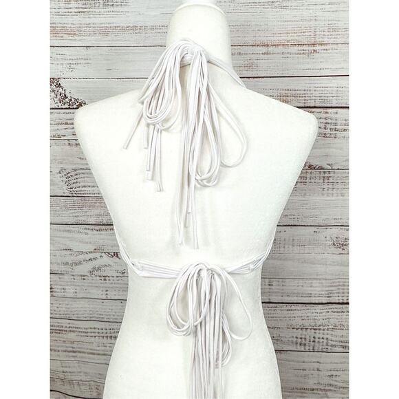 Revolve Joues de Sable Strappy Seamless Halter Neck Swimsuit White Size XS - Picture 3 of 5